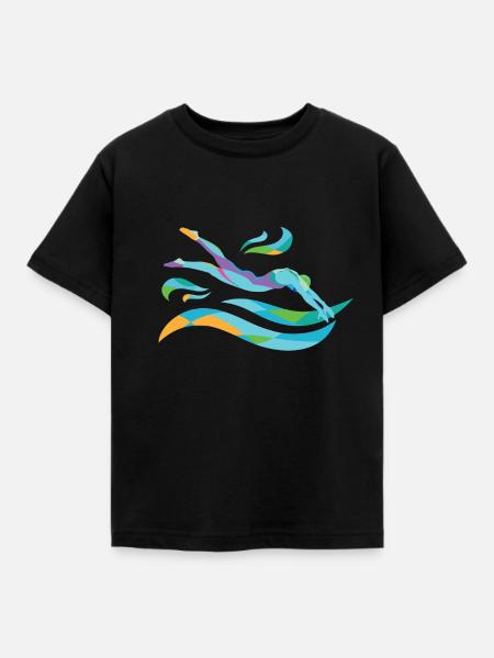 Schwimmer Springen Geschenkidee Bunt Schwimmsport - Kinder T-Shirt - Schwarz