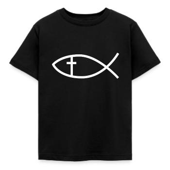 Jésus poisson christianisme idée cadeau Christ - T-shirt Enfant - noir - Devant - AI Model Kid Female (0cm)