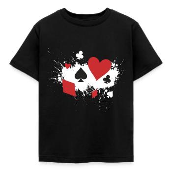 Poker Symbols Gift Idea Check Pik Cross Heart - Kids' T-Shirt - black - Front - AI Model Kid Female (0cm)
