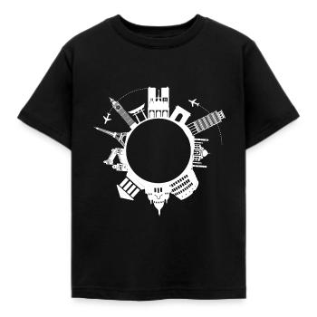 Monde Europe Attractions Idée Cadeau Fierté - T-shirt Enfant - noir - Devant - AI Model Kid Female (0cm)