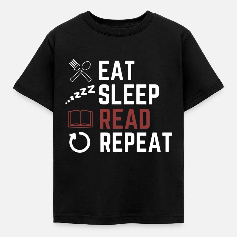 manger dormir lire répéter - T-shirt Enfant - noir