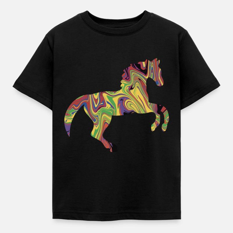 Buntes Pferd - Kinder T-Shirt - Schwarz