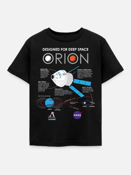 NASA Bauplan Orion Raumschiff - Kinder T-Shirt - Schwarz