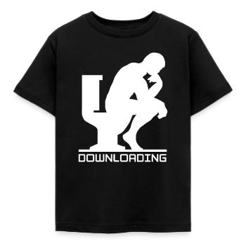 Downloading - The Thinking Man on the Silent Or - Kids' T-Shirt - black - Front - AI Model Kid Female (0cm)