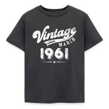 Vintage since March 1961 Birthday Gift - Kids' T-Shirt - dark grey - Front - AI Model Kid Female (0cm)