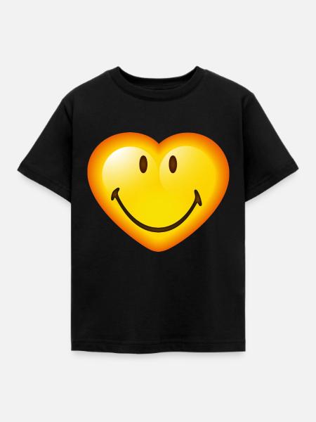 Smiley Glossy Heart - Kinder T-Shirt - Schwarz