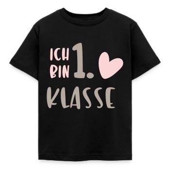 Ich bin 1 Klasse Herz - Kinder T-Shirt - Schwarz - Vorne - AI Model Kid Female (0cm)