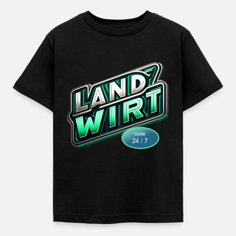 landwirt code - Kinder T-Shirt - Schwarz