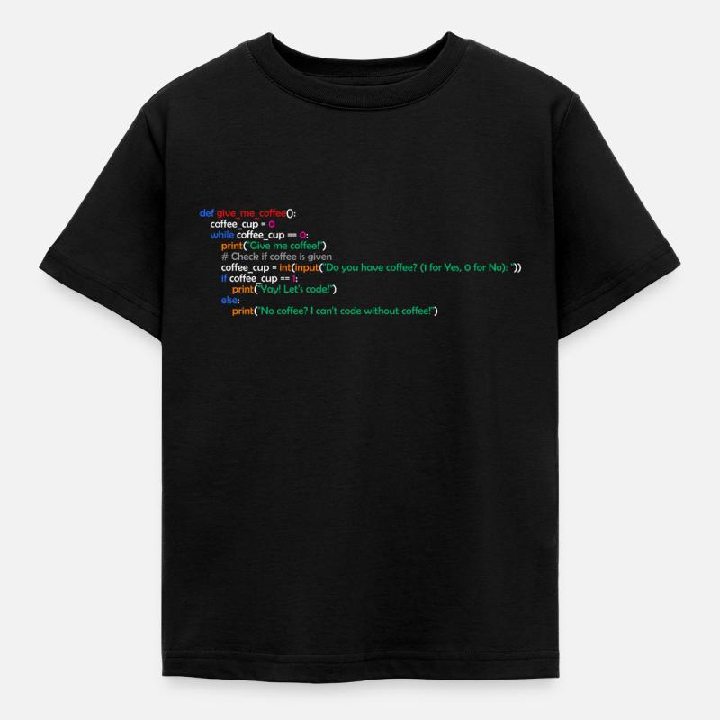 Kaffee, Programmierung, Lustig, Coffee - Kinder T-Shirt - Schwarz