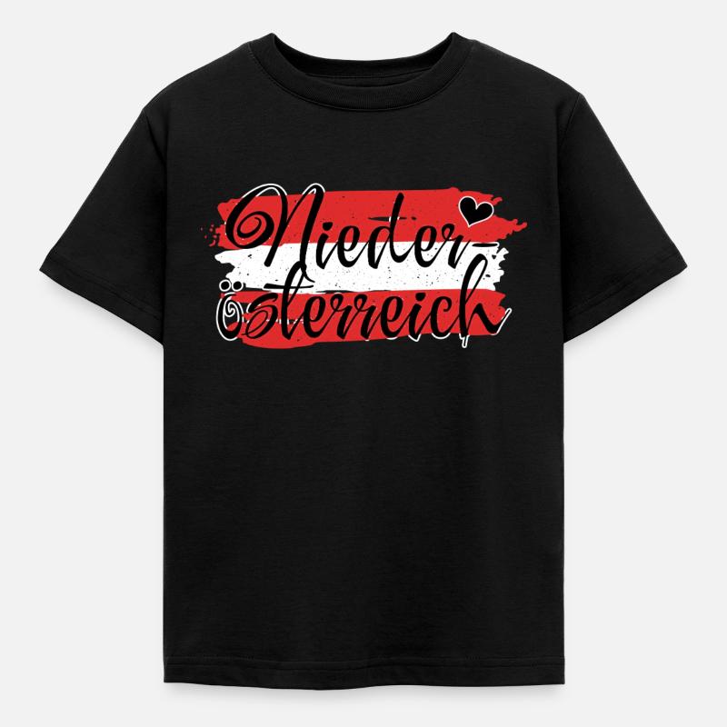 Flag Austria Lower Austria - Kids' T-Shirt - black