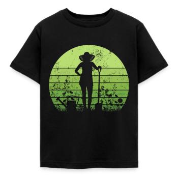 Jardinier dans le jardin retro - T-shirt Enfant - noir - Devant - AI Model Kid Female (0cm)