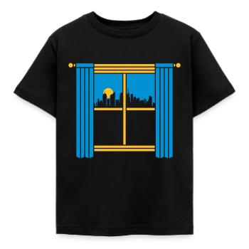 Sun Skyscrapers Big City Windows - Kids' T-Shirt - black - Front - AI Model Kid Female (0cm)