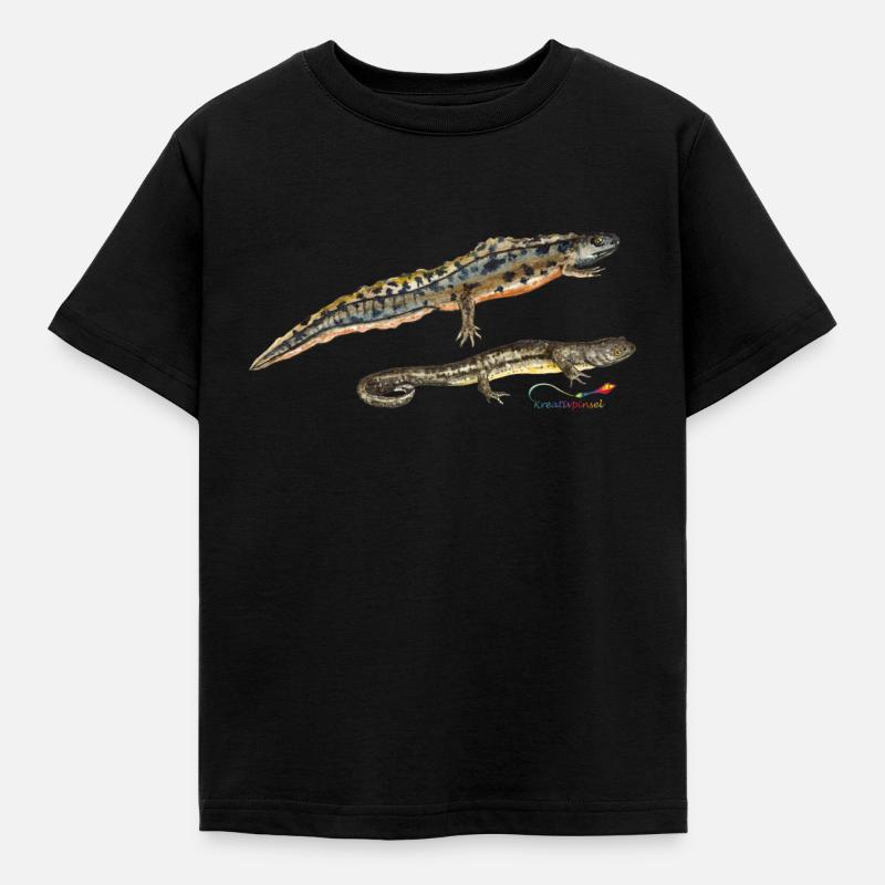 Teich-Molche - Kinder T-Shirt - Schwarz