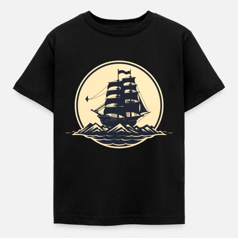 Piratenschiff - Kinder T-Shirt - Schwarz