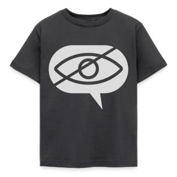 Forbidden to look at eye speech bubble - Kids' T-Shirt - dark grey - Front - AI Model Kid Female (0cm)