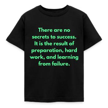 Es gibt keine Geheimnisse zum Erfolg, es ist das Ergebnis - Kinder T-Shirt - Schwarz - Vorne - AI Model Kid Female (0cm)