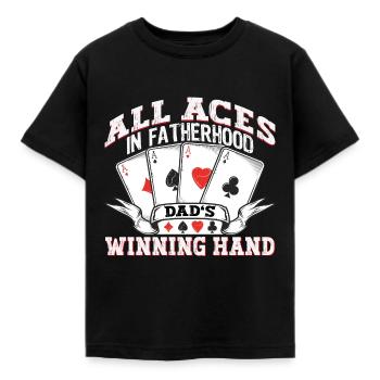 All Aces In Fatherhood Winning Hand Retro Papa - Kinder T-Shirt - Schwarz - Vorne - AI Model Kid Female (0cm)