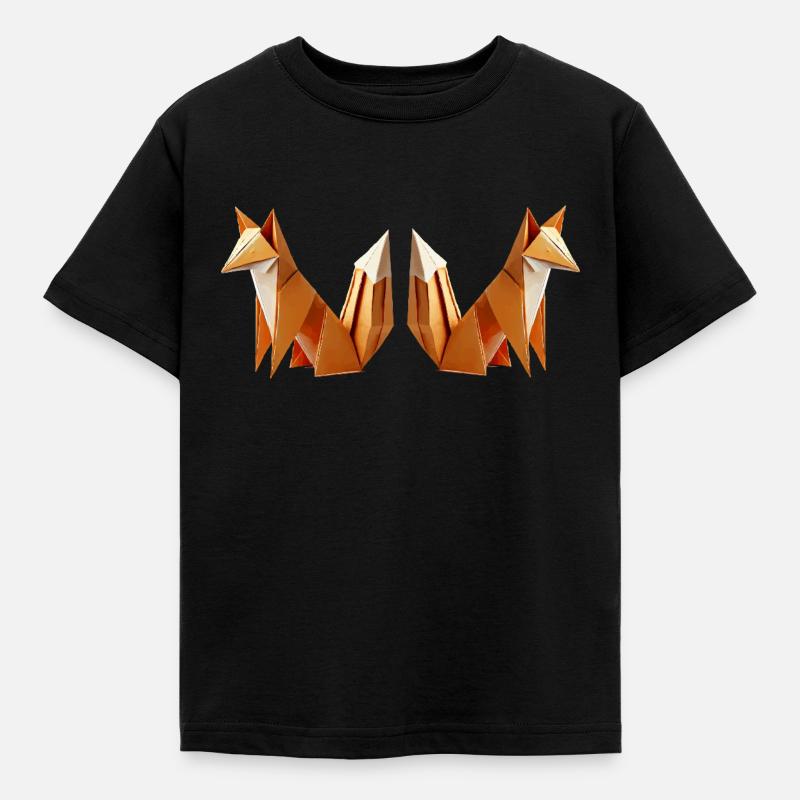 fuchs origami 2 - Kinder T-Shirt - Schwarz