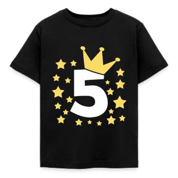 5 Jahre Kindergeburtstag Krone Geschnekidee - Kinder T-Shirt - Schwarz - Vorne - AI Model Kid Female (0cm)