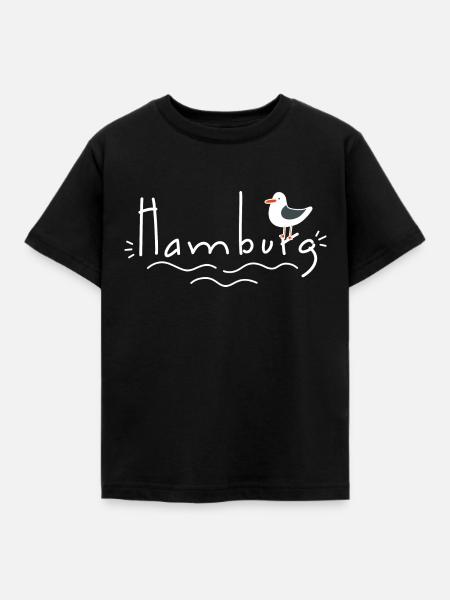 Hamburg mit Möwe - Kinder T-Shirt - Schwarz