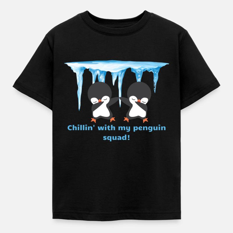 Pinguin-Mannschaft - Kinder T-Shirt - Schwarz