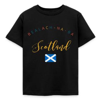 scotland bealach na ba - Kids' T-Shirt - black - Front - AI Model Kid Female (0cm)