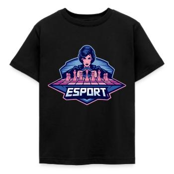 Queen Chess Pieces Sketch eSport Spiel - Kinder T-Shirt - Schwarz - Vorne - AI Model Kid Female (0cm)