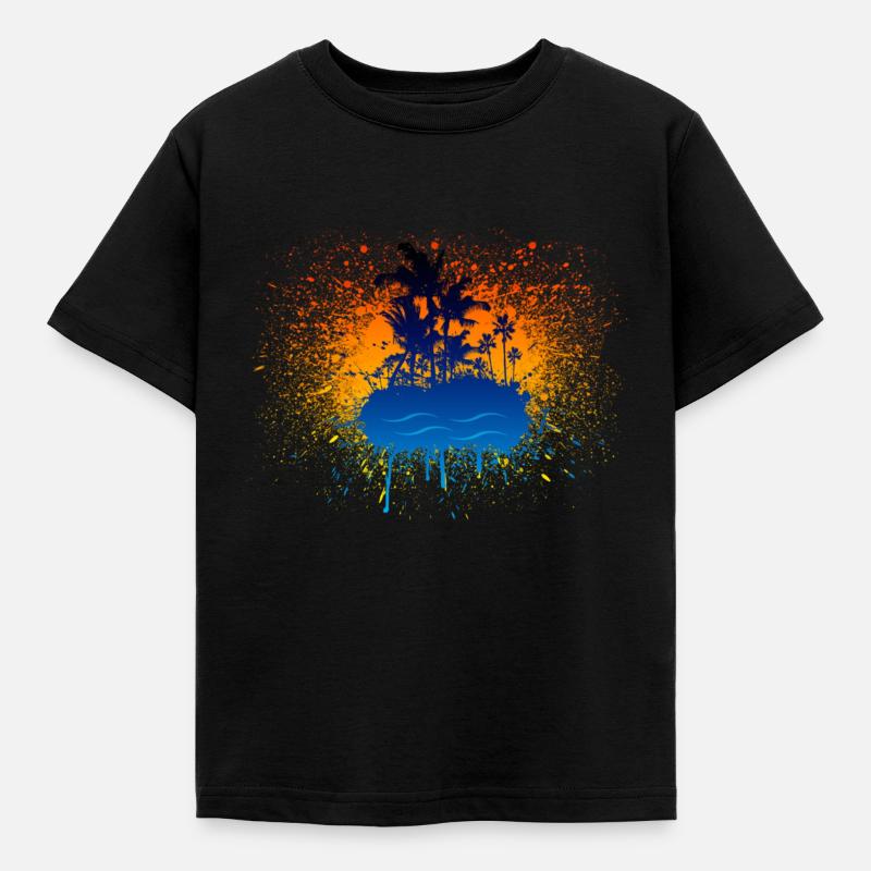 Graffiti-Insel - Kinder T-Shirt - Schwarz