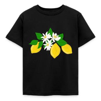 Citrons, fleurs de citron - T-shirt Enfant - noir - Devant - AI Model Kid Female (0cm)