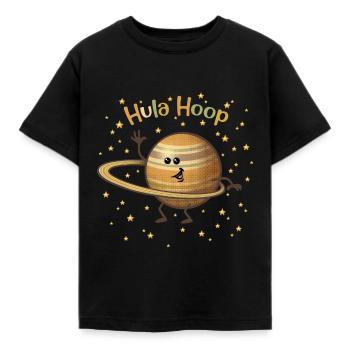 Saturn plays with his rings - Kids' T-Shirt - black - Front - AI Model Kid Female (0cm)