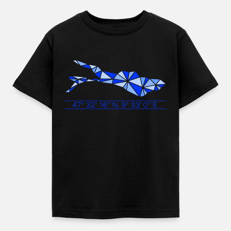 Lac de Constance | Coordonnées | Bleu - T-shirt Enfant - noir