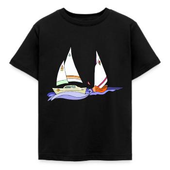 Sejlbåde - Børne-T-shirt - sort - Foran - AI Model Kid Female (0cm)