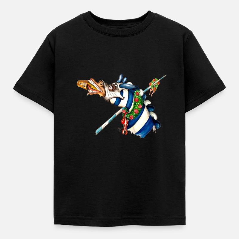 Saufendes Pferd gesp - Kinder T-Shirt - Schwarz