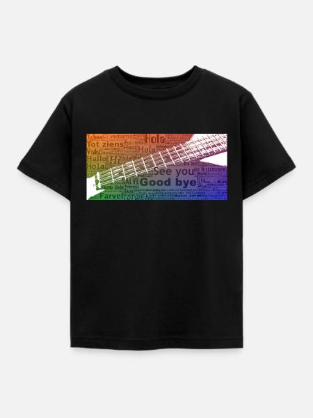 Griffbrett mit Texten - Kinder T-Shirt - Schwarz