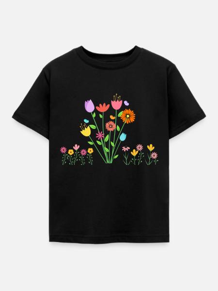 Flowers - Kinder T-Shirt - Schwarz
