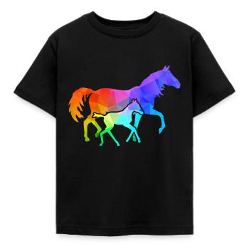 Jument avec poulain - T-shirt Enfant - noir - Devant - AI Model Kid Female (0cm)