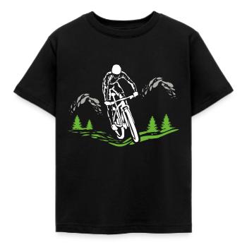 Mountainbike Shirt Motiv Downhill - Kinder T-Shirt - Schwarz - Vorne - AI Model Kid Female (0cm)