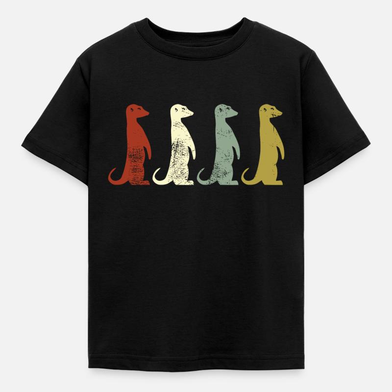 Erdmännchen Retro Style Geschenk - Kinder T-Shirt - Schwarz