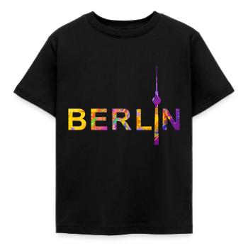Berlin mit Fernsehturm - Kinder T-Shirt - Schwarz - Vorne - AI Model Kid Female (0cm)
