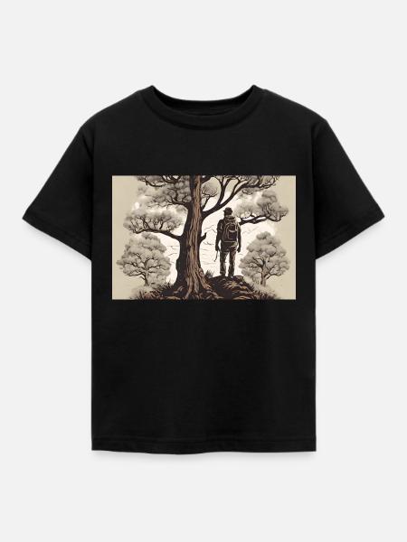 Wanderlust KI - Kinder T-Shirt - Schwarz