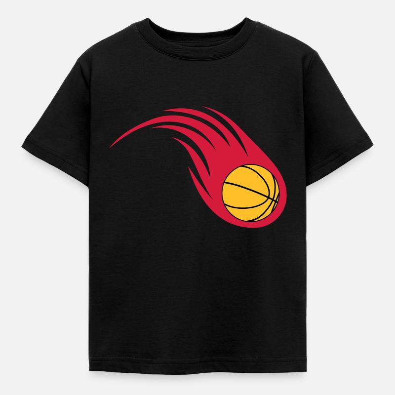 boule de feu de basket-ball - T-shirt Enfant - noir