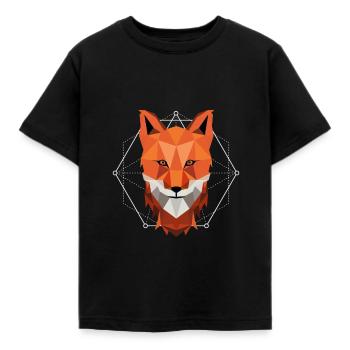 Low poly fox - Kids' T-Shirt - black - Front - AI Model Kid Female (0cm)