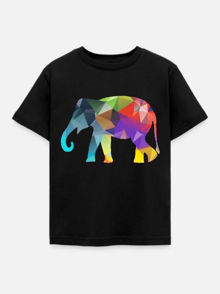 Poly Elefant - Kinder T-Shirt - Schwarz