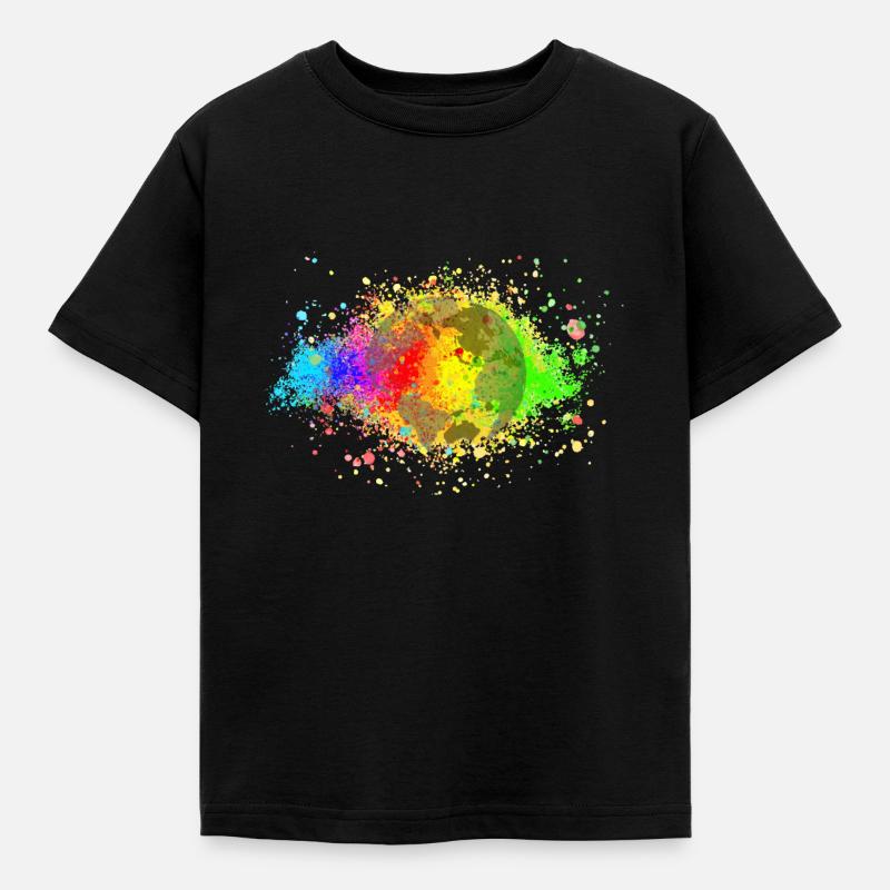 Rainbow Speckle World - Kids' T-Shirt - black
