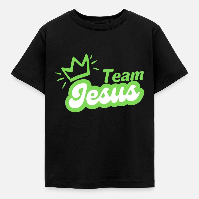 Team Jesus mit Krone - Kinder T-Shirt - Schwarz