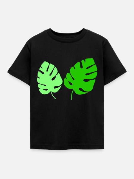 blätter - Kinder T-Shirt - Schwarz
