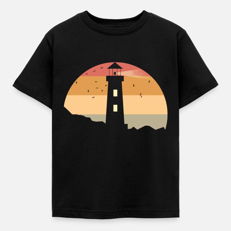 Leuchtturm,Leuchtturm im Meer - Kinder T-Shirt - Schwarz