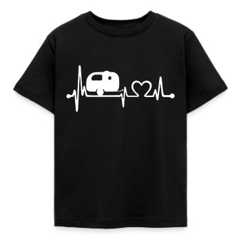 Herzschlag Camping Wohnwagen EKG Frequenz Camper - Kinder T-Shirt - Schwarz - Vorne - AI Model Kid Female (0cm)