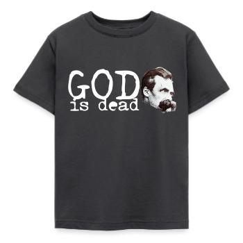 Friedrich Wilhelm Nietzsche God is dead - Kids' T-Shirt - dark grey - Front - AI Model Kid Female (0cm)