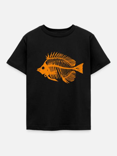 Fisch Orange - Kinder T-Shirt - Schwarz